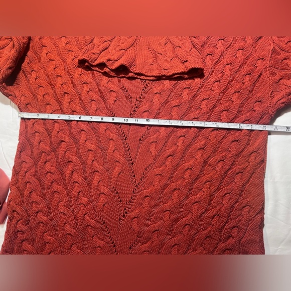 FREE PEOPLE Rust red cable knit turtleneck‎ sweater dress size S - Picture 13 of 14
